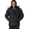 Body Action Men's Puffer Jacket With Detachable Hood